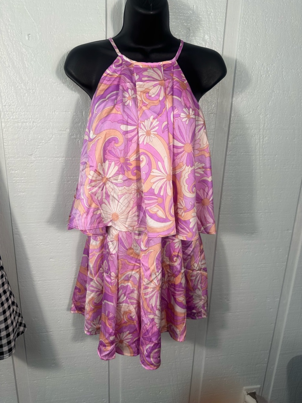 Fate Lavender and Orange Floral Romper Size Small EUC